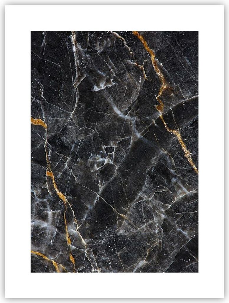 Poster - Poster ohne Rahmen - Marmor Stein Schwarz - 30x40 cm - Wand Bild - Wanddeko - Wandbilder - Kunstposter - Wandposter - Bilder - Kunstdruck ...