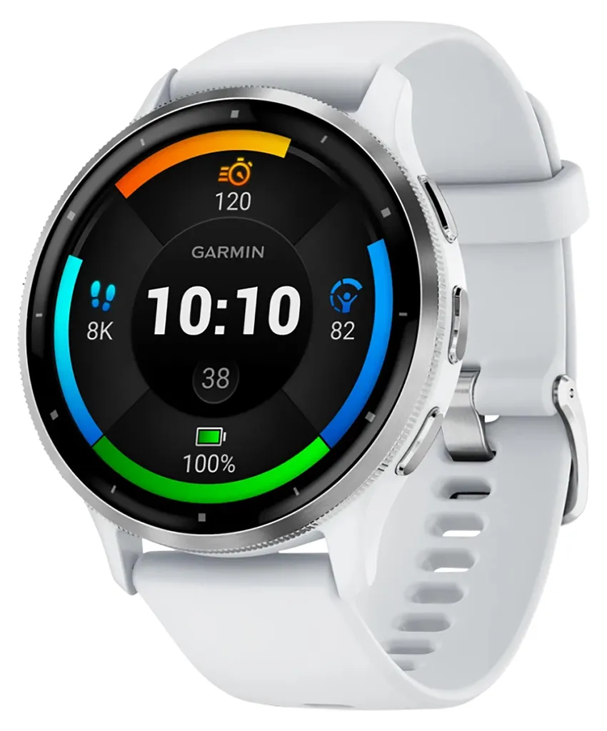 Garmin Venu 3 Montre Connectée GPS Steinweiß et Argent avec Appels