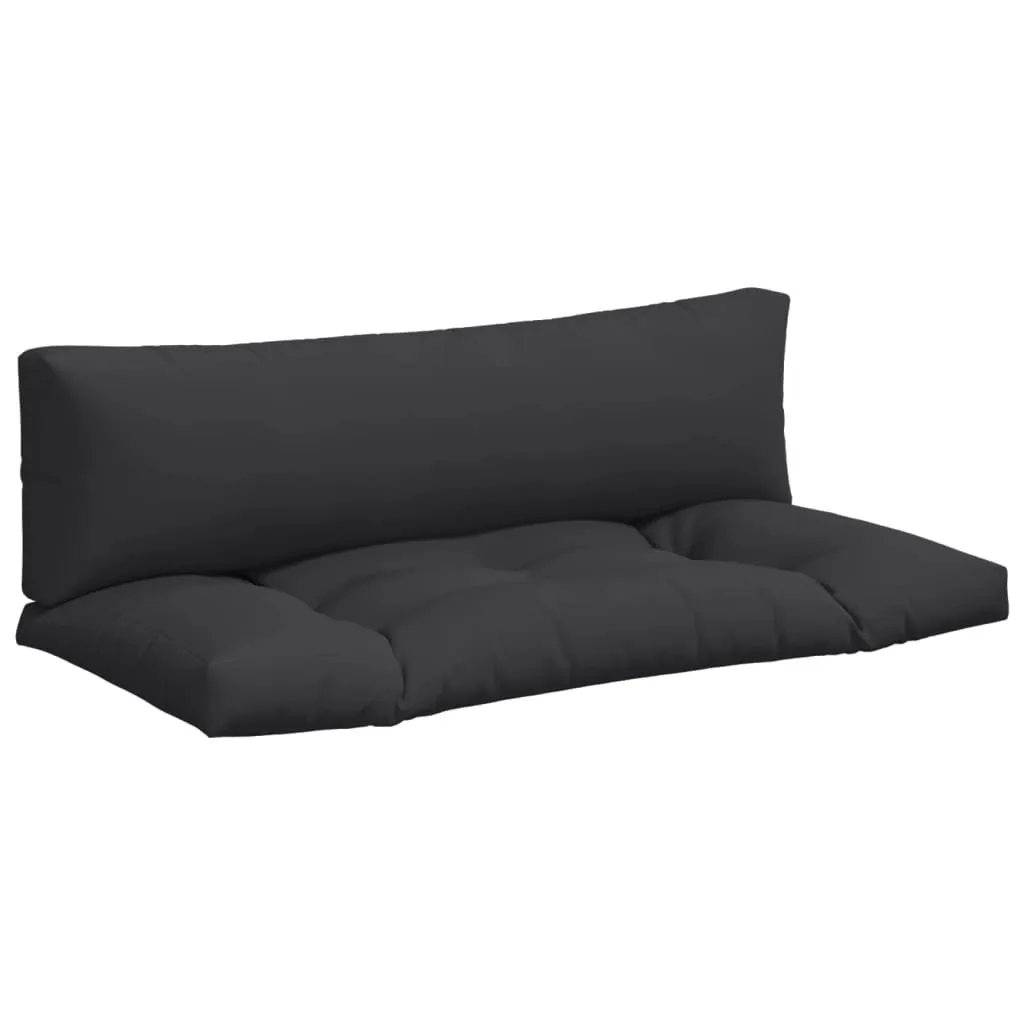 Set 2 Cuscini Pallet Nero Tessuto Resistente UV per Arredo Esterni