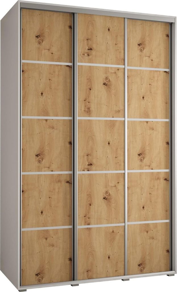 MEBLE KRYSPOL Davos 4 Schrank, drei Türen - 235,2x160x60 cm - Weiß Artisan Silber