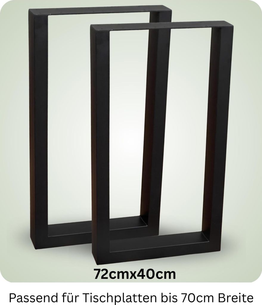 Tischbeine Metall 40x72cm Schwarz – DIY Tischgestell 2er Produktbild 