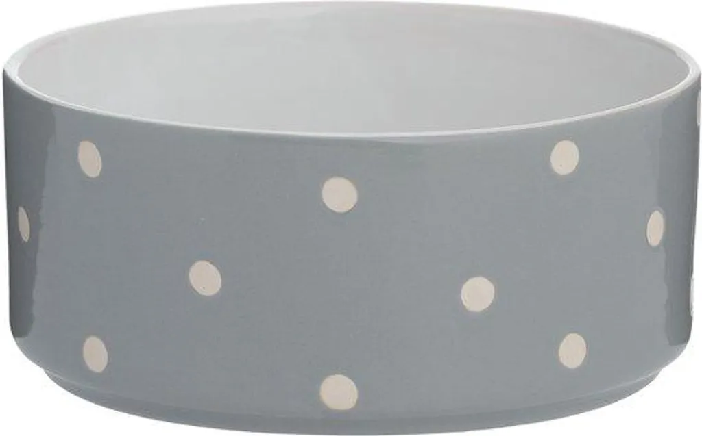 Écuelle en céramique pour chien grise à pois 18cm - Gamelle robuste