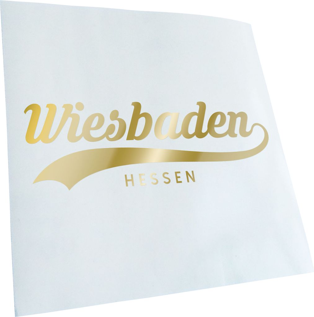 Kiwistar - Autoaufkleber - Wiesbaden Hessen - Goldchrom - 60x20cm - Aufkleber für Auto, Laptop, Fahrrad, LKW, Motorrad mehrfarbig JDM Decal Racing