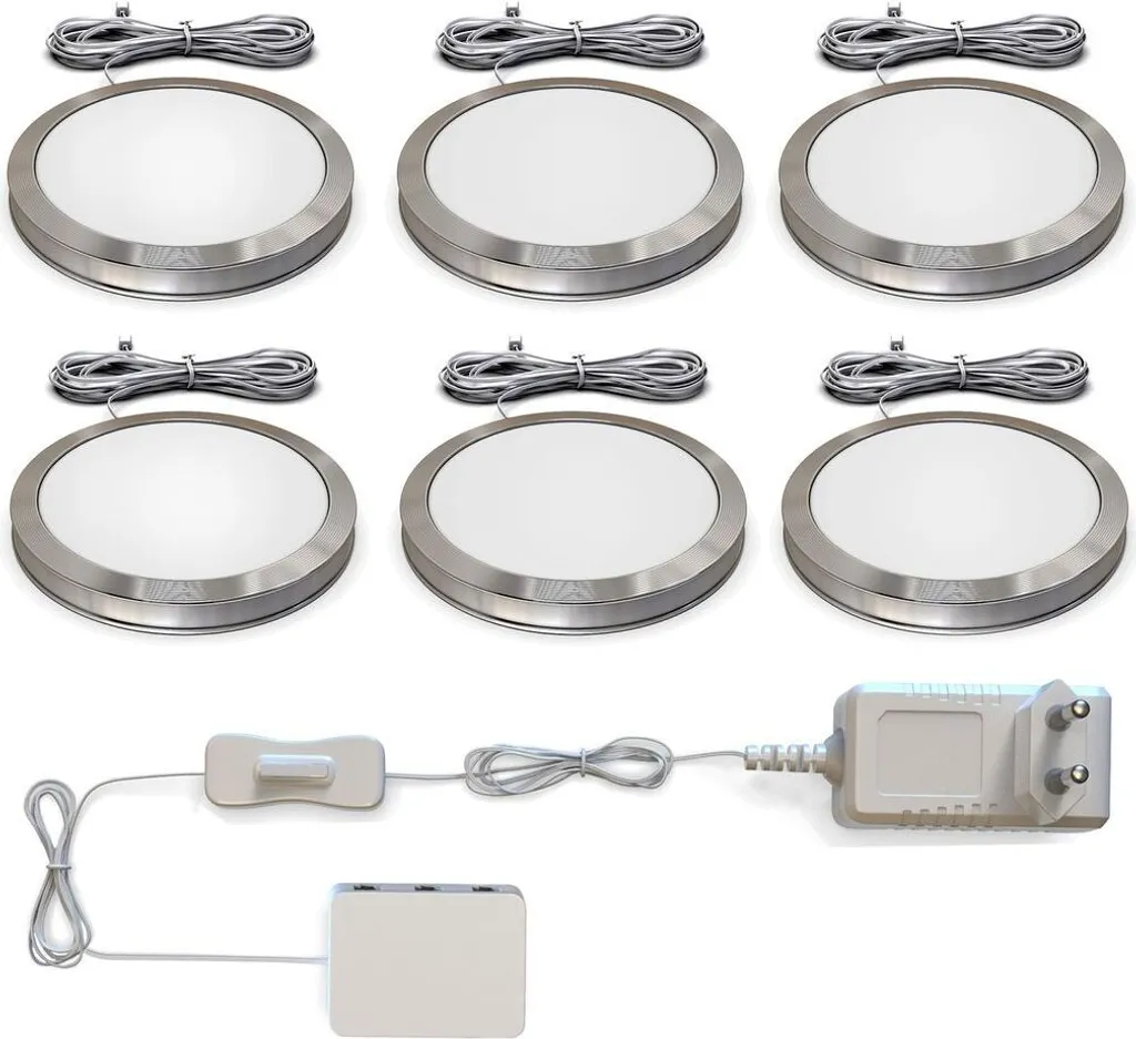 Spots LED en saillie ultra-plats pour armoire et meuble de cuisine x6