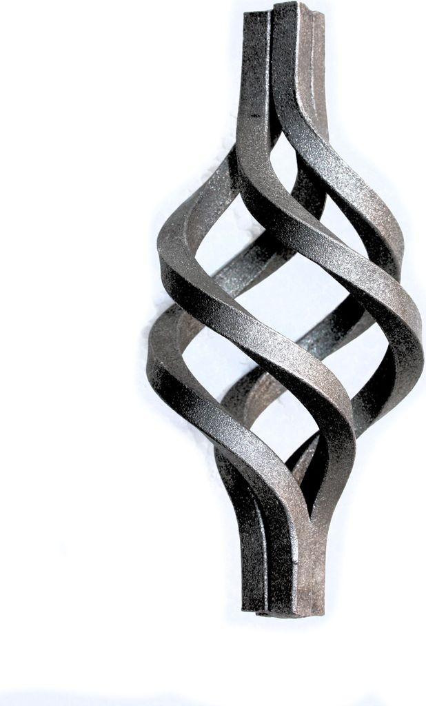 UHRIG Schmiedeeisen Zwirbel, Zierteil Vierkant Stahl, Korb Schnörkel für Geländer, Zaun uvm. Ø 60 mm, Höhe 130 mm