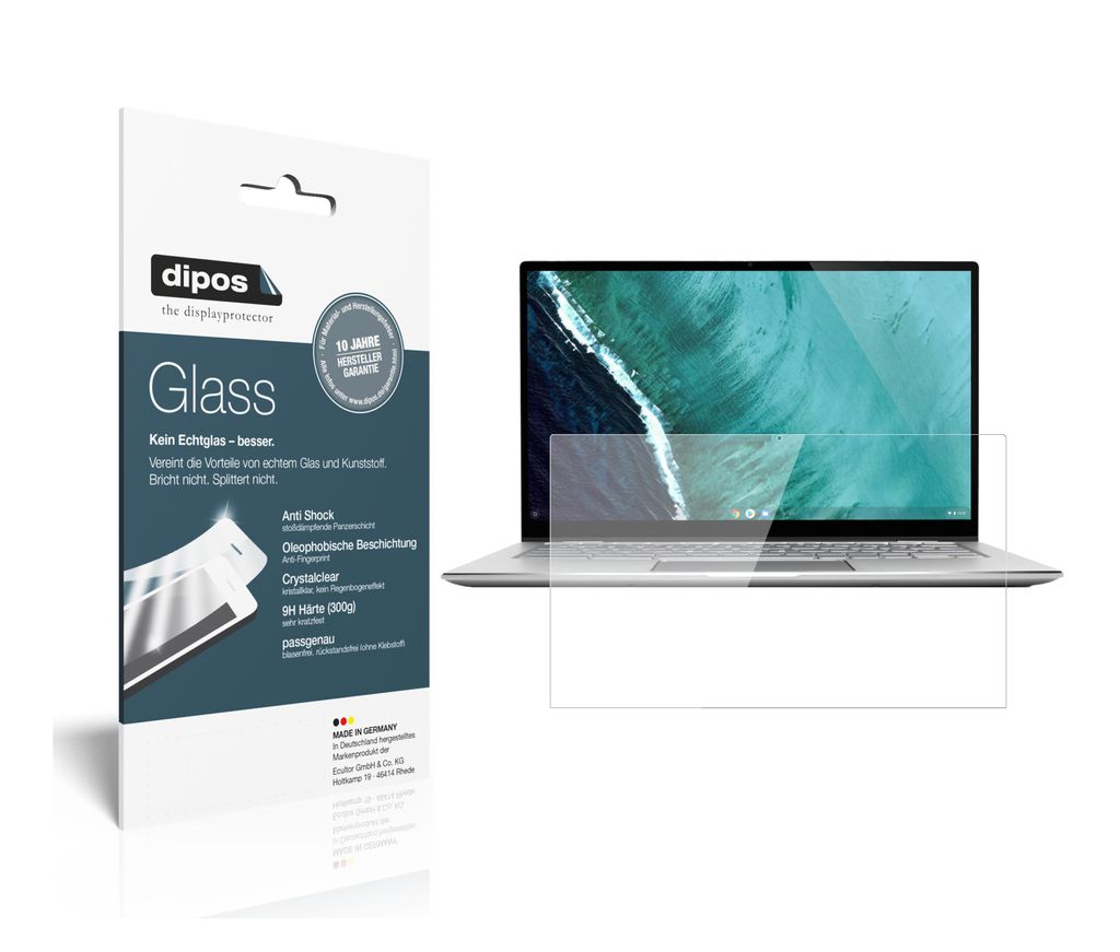 2x Schutzfolie für Asus Chromebook Flip C434T - Anti-Shock 9H Folie dipos Glass Kunststoffglas