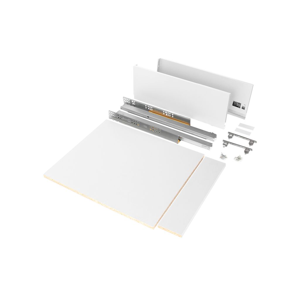 Emuca Schubladegarnitur Vertex für Küche oder Badezimmer, Höhe 178mm, mit Einlegeböden, Modul 450mm, Weiß lackiert