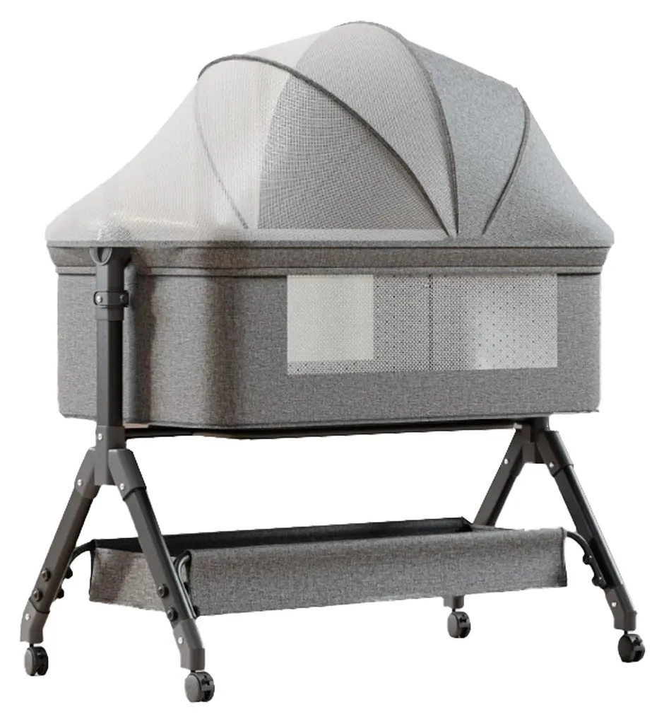 Lit Berceau à Bascule pour Bébé en Gris - Mobilier Éco-Conçu X3