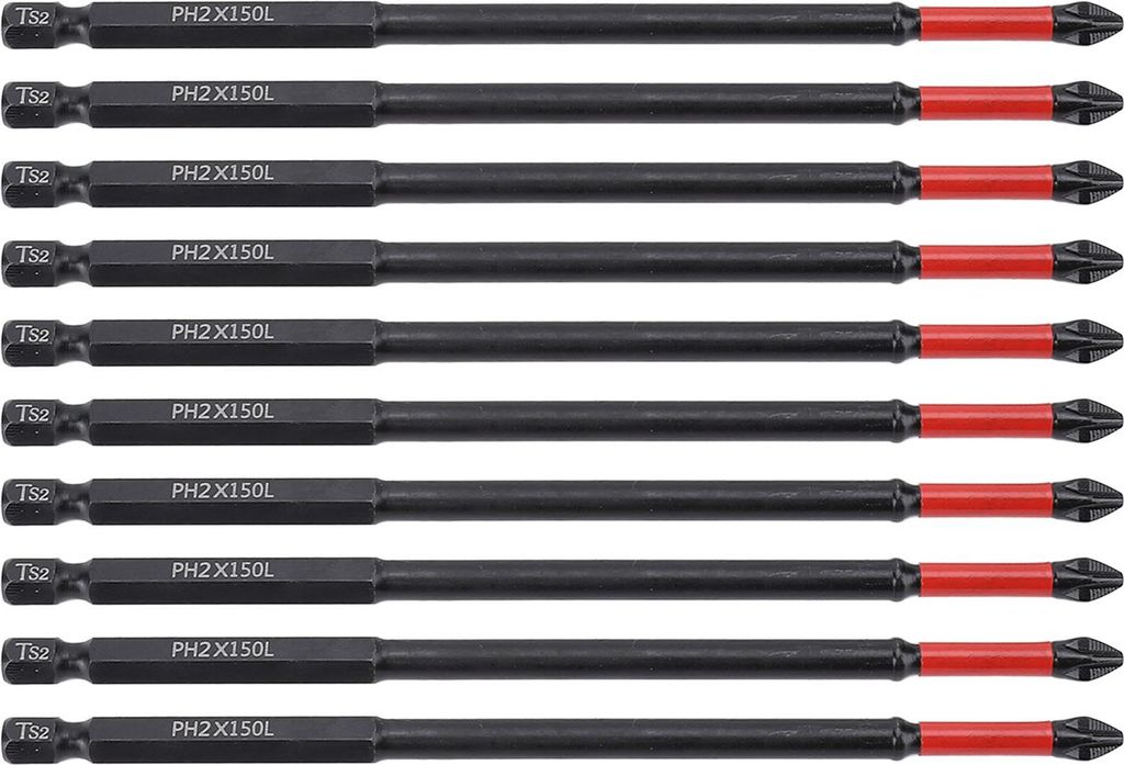10-teiliges Schraubendreher-Bit-Set, schlagfest, rutschfest, 6 Zoll, TS2, magnetisches Schraubendreher-Bit-Set für Handbohrmaschinen und Akku-Bohr...