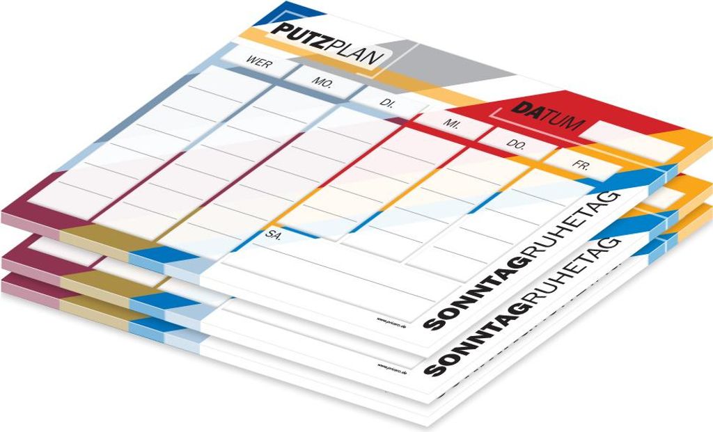 PRICARO Putzplan "Streifen", bunt, A4, 25 Blatt, 3 Stück