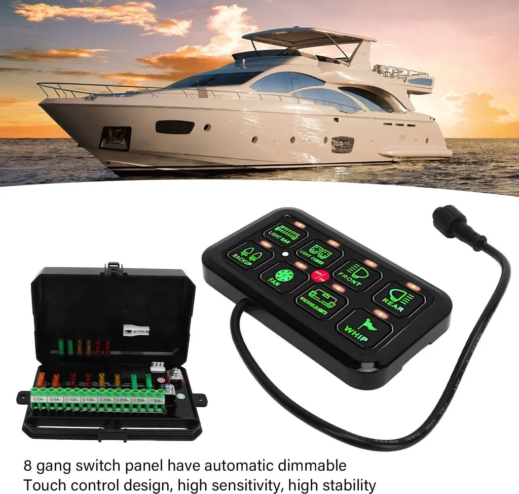 Panneau de Commande Tactile LED à 8 Interrupteurs pour Auto et Marine - 5
