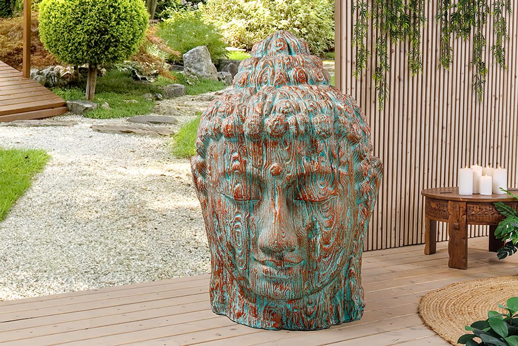 riess-ambiente Imposanter XXL Kopf BUDDHA 110cm kupfer grün Produktbild 2