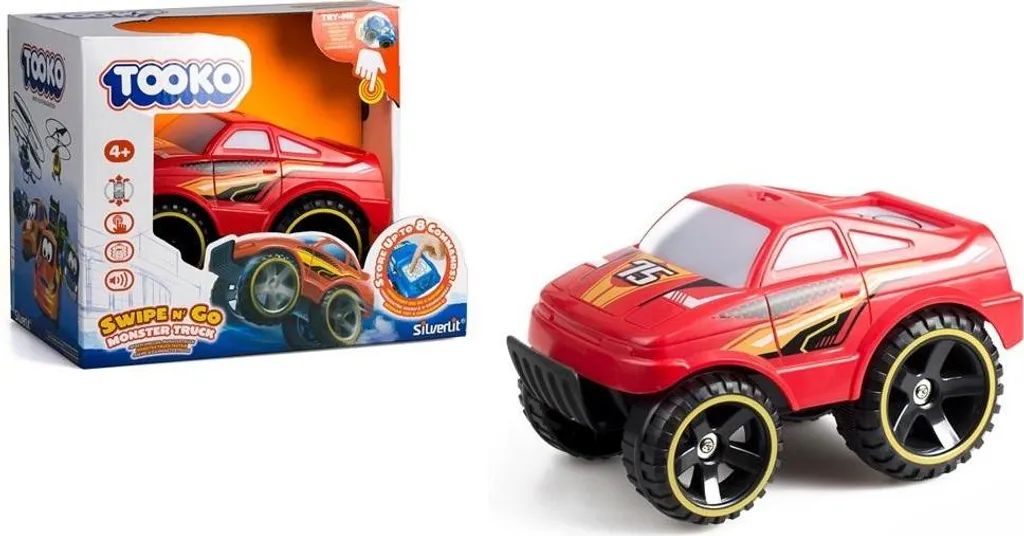 Monster Truck Rouge avec Pneus Géants et Propulsion Swipe n' Go
