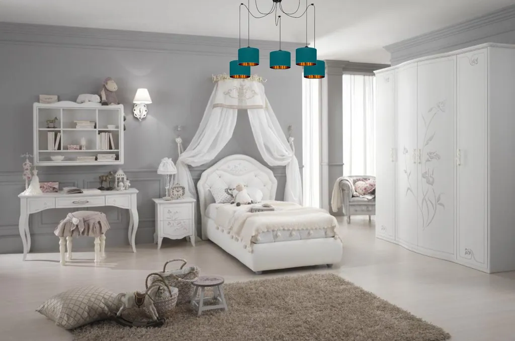 Luminaire de Plafond Turquoise Design 5 Lampes Style Rétro Chic E27 - 4