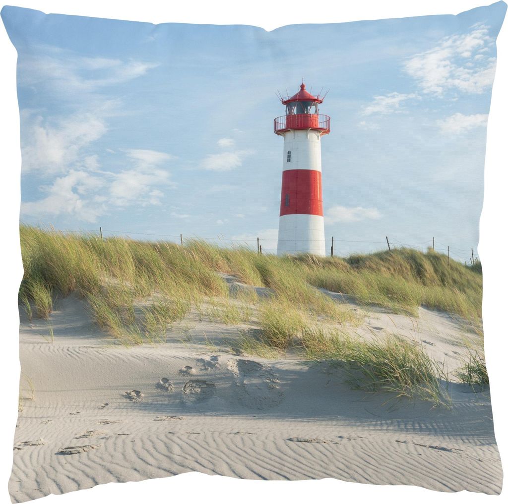 Dekokissen Strand draußen / Outdoor Zierkissen waschbar Düne blau Maritim Sofakissen ohne Füllung