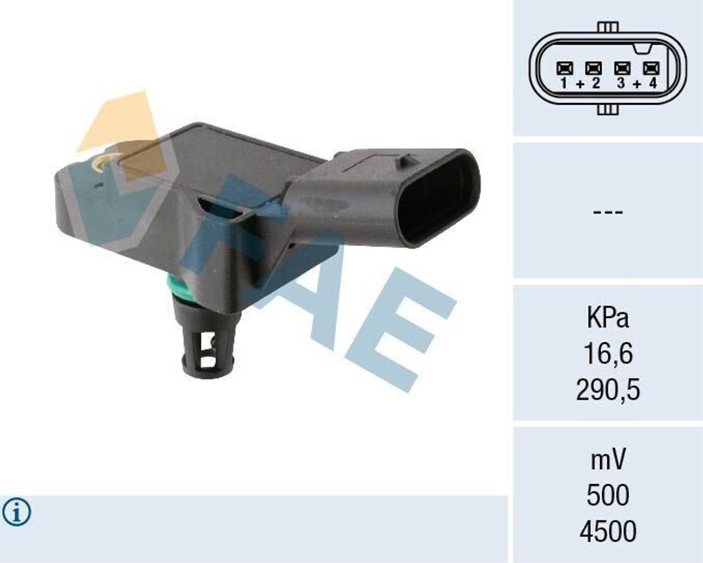 FAE 15265 Ladedrucksensor für VW Golf VII Schrägheck (5G1, BQ1, BE1, BE2) Saugrohr
