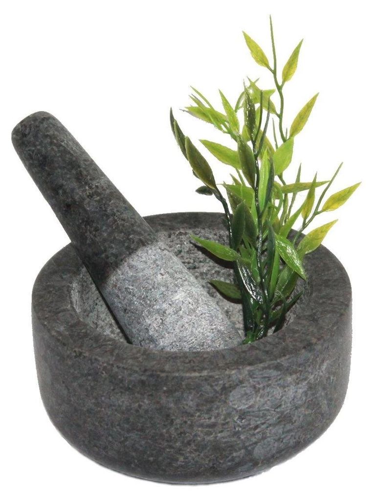 Steinmörser mit Stößel S Ø 13 cm Höhe 7 cm, Stein, grau Nr. Produktbild 