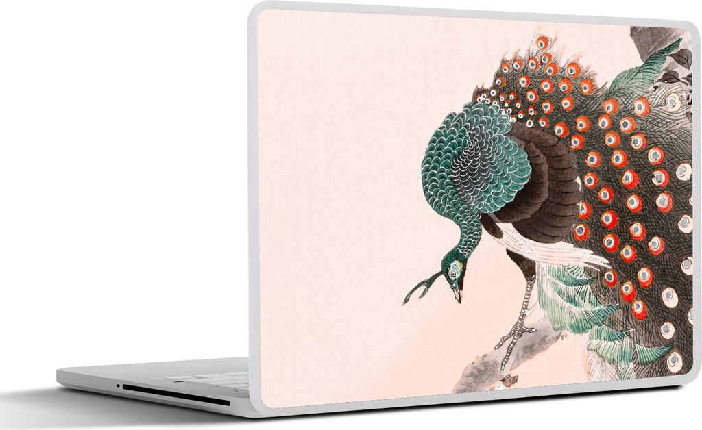 MuchoWow Laptop Aufkleber Sticker Cover Pfau - Federn - Vintage - Japanisch - Skandinavisch 31x22.5 cm - Laptop-Deko