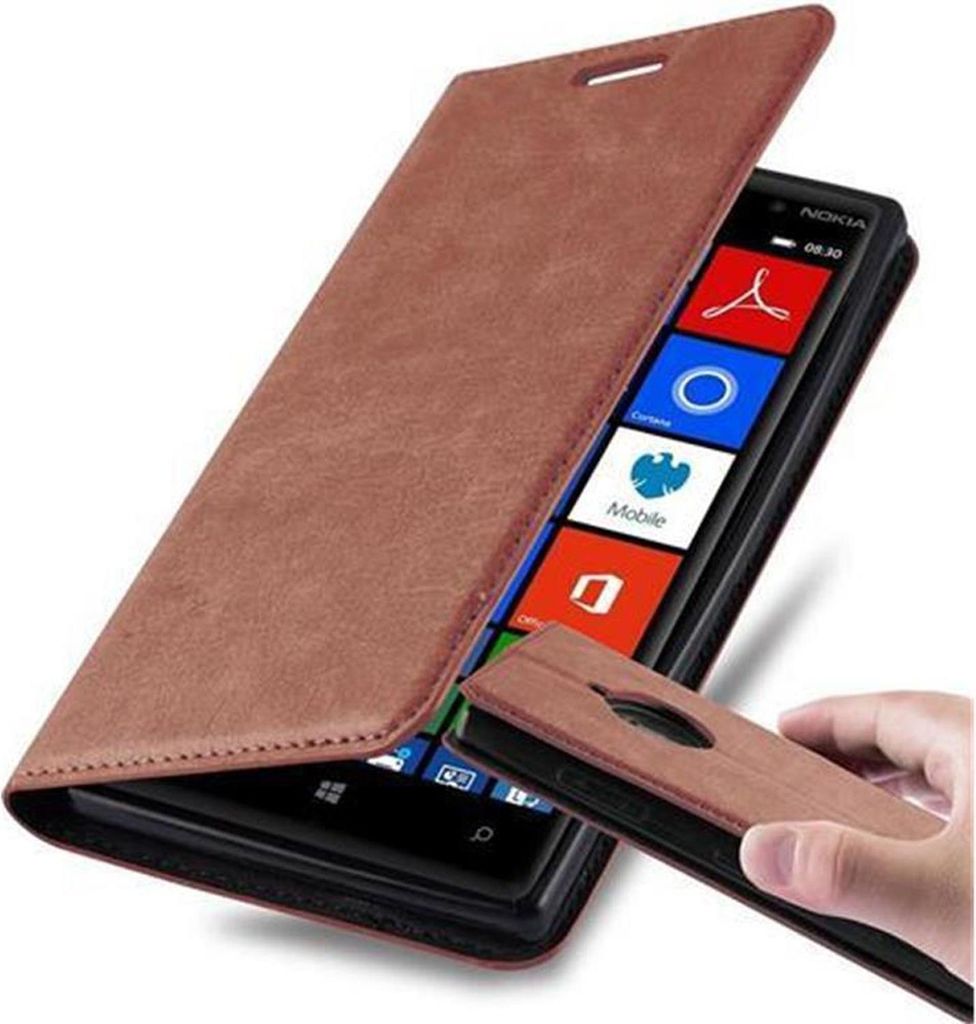 Cadorabo Hülle für Nokia Lumia 830 Schutz Hülle in Braun Handyhülle Etui Case Cover Magnetverschluss