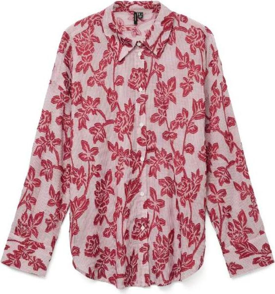 Vero Moda VMFRANKIE LS SHIRT WVN Karanda Red/White stripes / karanda L