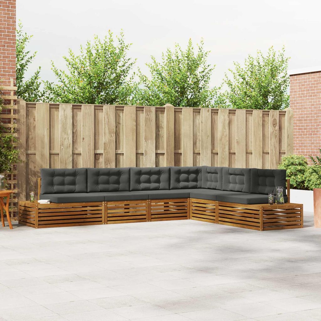 "im Sonderangebot"Outdoor-Sofagarnitur/Couchgarnitur - CLORIS - Outdoor-Möbel - für Garten/Terrasse - mit Kissen 6 Stück Natur und Anthrazit - G...