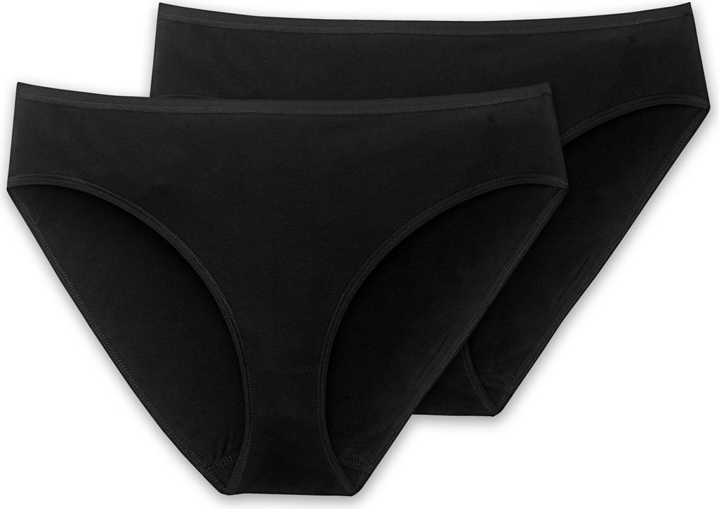 Schiesser Tai-Slip pants panty damen 2er-Pack Baumwolle Essentials schwarz 48