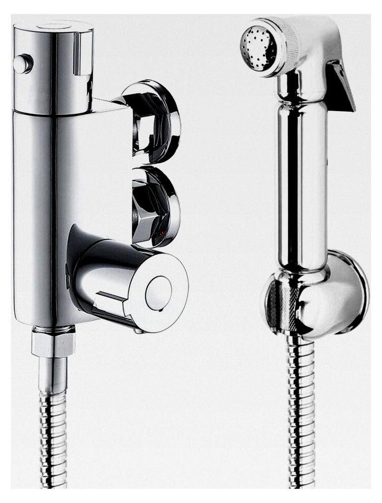 Huiyang Bidet-Dusche, Spray, Messing, Badezimmer, Thermostat, rund, Set, verchromt