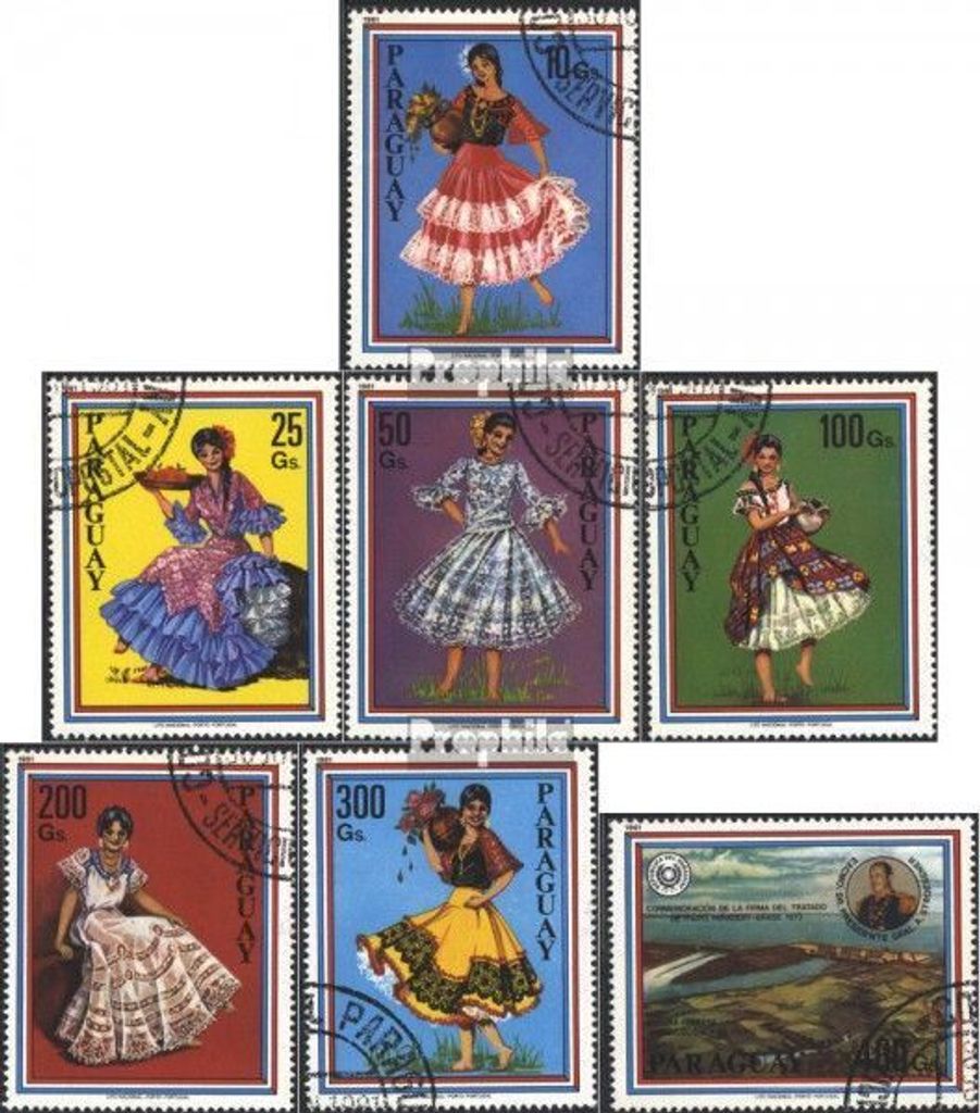 Briefmarken Paraguay 1981 Mi 3396-3402 (kompl.Ausg.) gestempelt Trachten