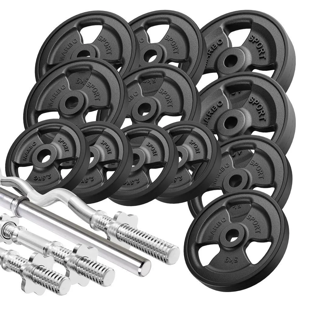 Haltères 83 kg Tri-Grip Marbo Sport anti-choc pour protéger votre sol