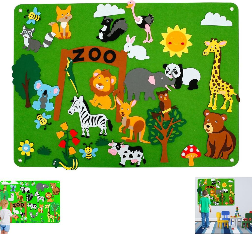 Filz-Storyboard-Set, Lernspielzeug für Kinder, DIY-Bauernhoftier-Geschichten-Set, wiederverwendbares Plüsch-Zimmer-/Autospielzeug.