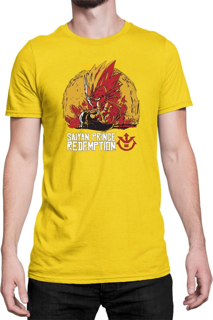 Herren T-Shirt Dragon Anime Manga Ball Z Vegeta Prince, Man L / Gelb