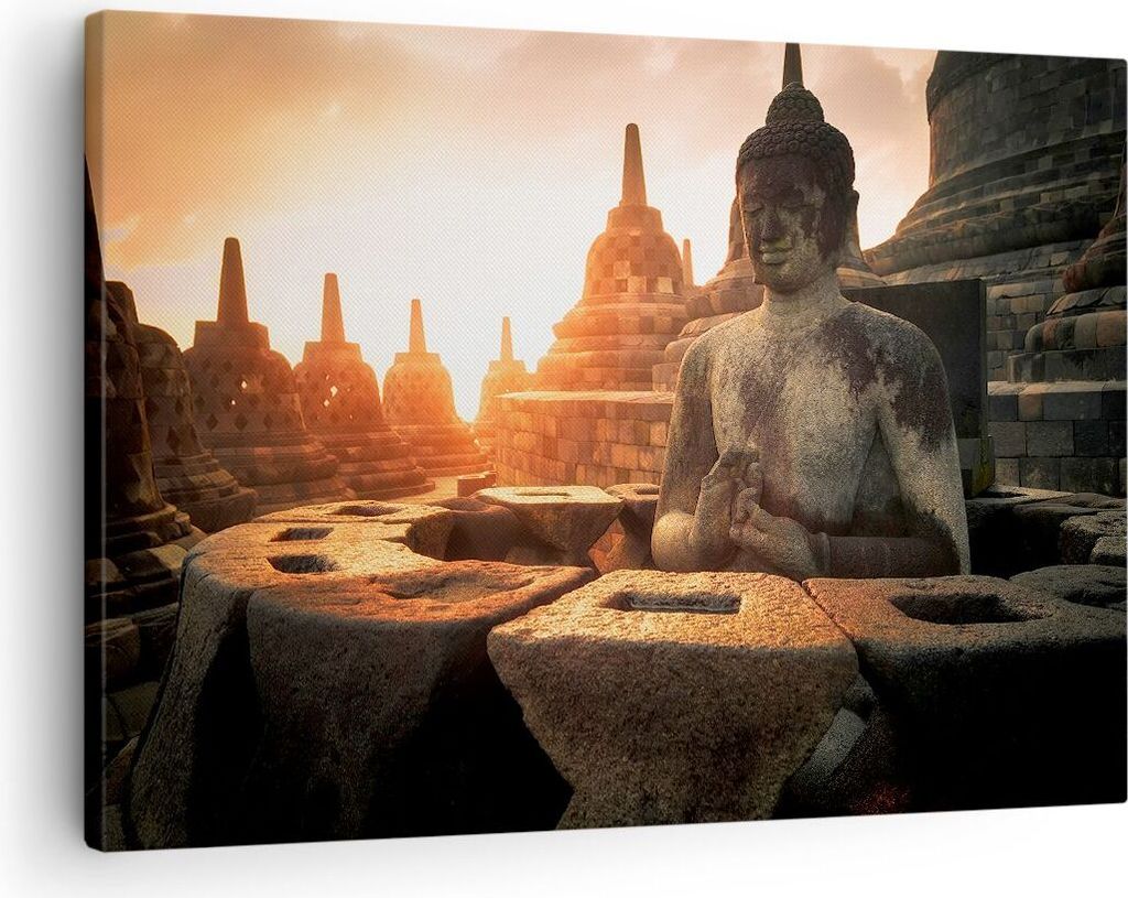 Bild auf Leinwand - Leinwandbild - Buddha Glaube Asien - 70x50cm - Wand Bild - Wanddeko - Wandbilder - Leinwanddruck - Bilder - Kunstdruck - Wandde...