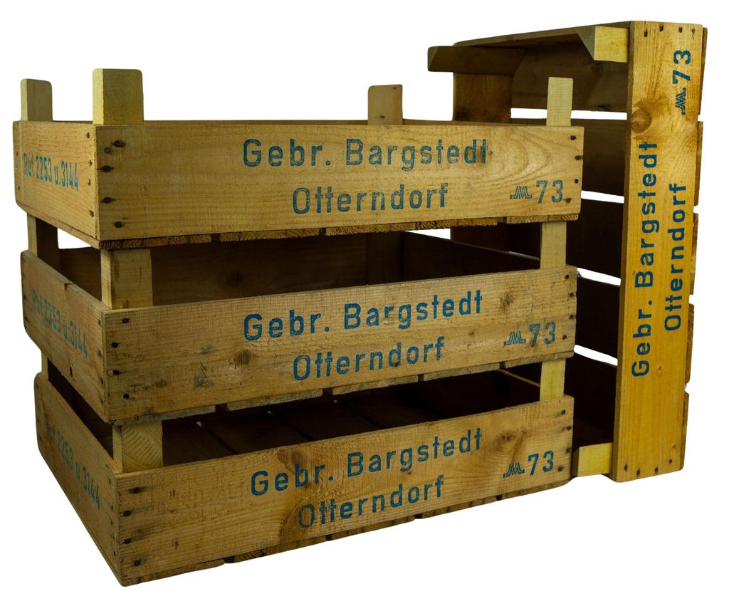 4er Set Helle Kirschsteige 54x42x16cm Holzsteige Holzkiste Vintage Obstschale