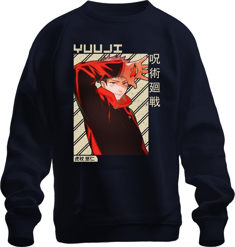 Yuji Itadori Jujutsu Kaisen Anime Fan Geschenk Rot Vintage Uni Sweatshirt Pullover, Navy, M