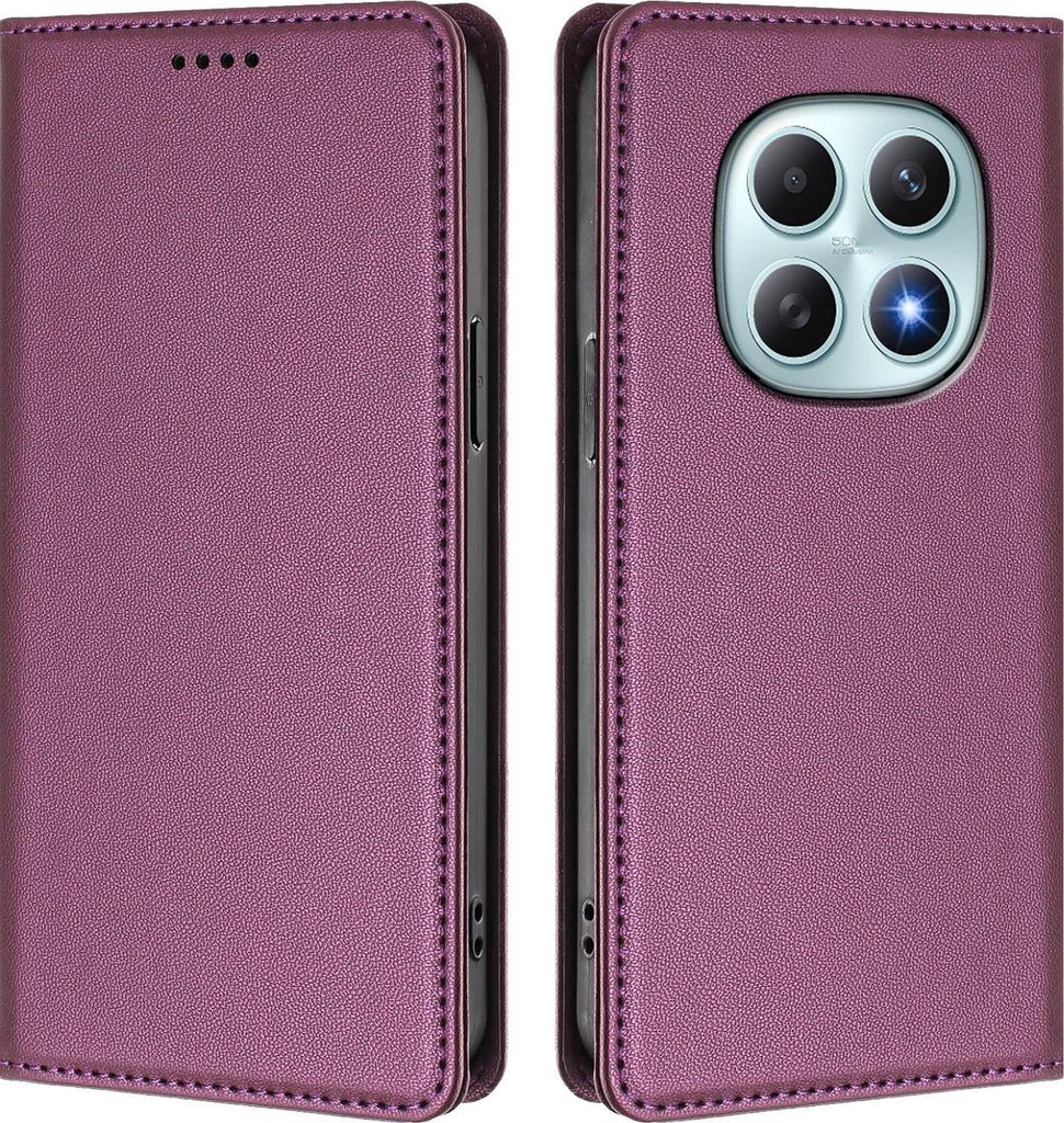 Handyhülle für Xiaomi Redmi Note 15 4G, Kunstleder Klapphülle Stoßfeste Magnetische Hülle mit Ständer Lila