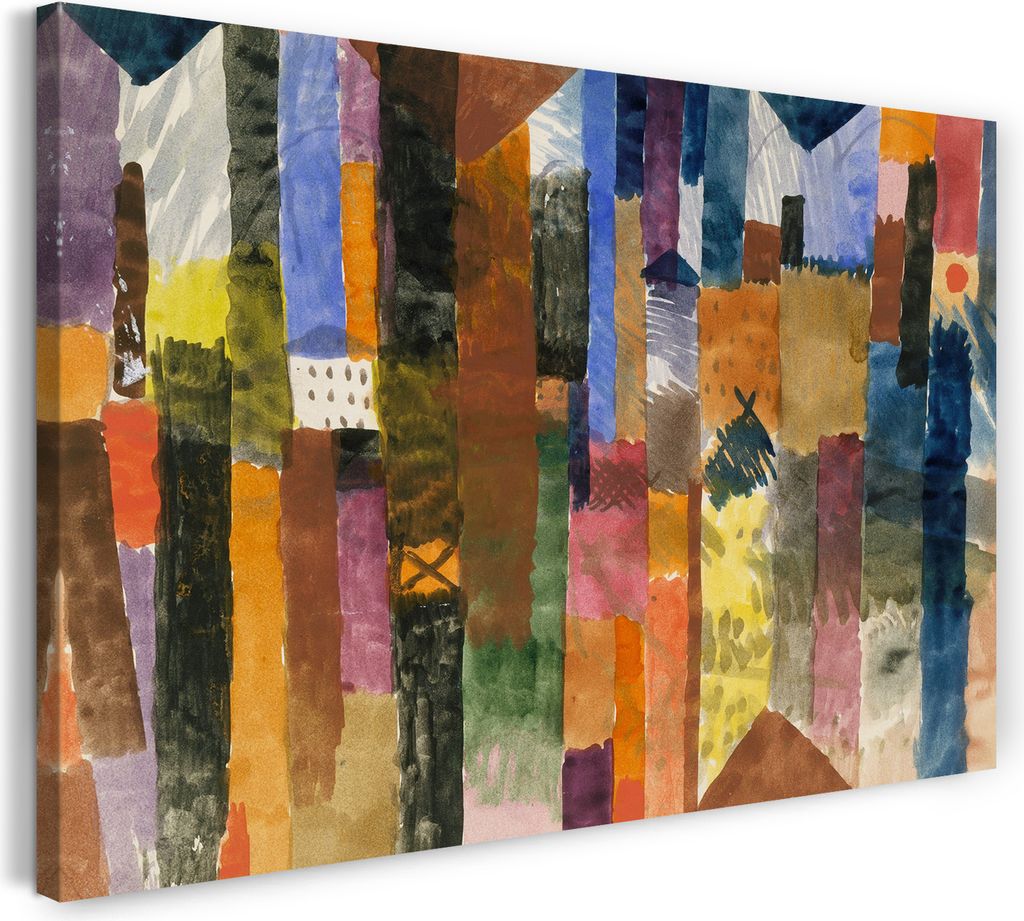 Leinwandbild (80x60cm): Paul Klee - Vor der Stadt (1915), echter Holz-Keilrahmen inkl. Aufhänger, handgefertigt in Deutschland