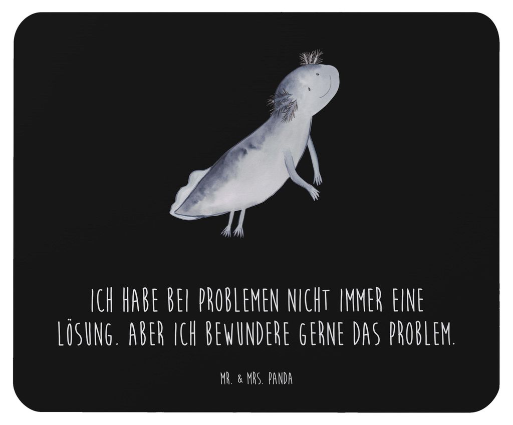Mr. & Mrs. Panda Mousepad Axolotl Schwimmen - Schwarz - Geschenk, notebook mauspad, Optimistisch, Problem, mousematte, Motivation, Mouse Pad, Lösu...