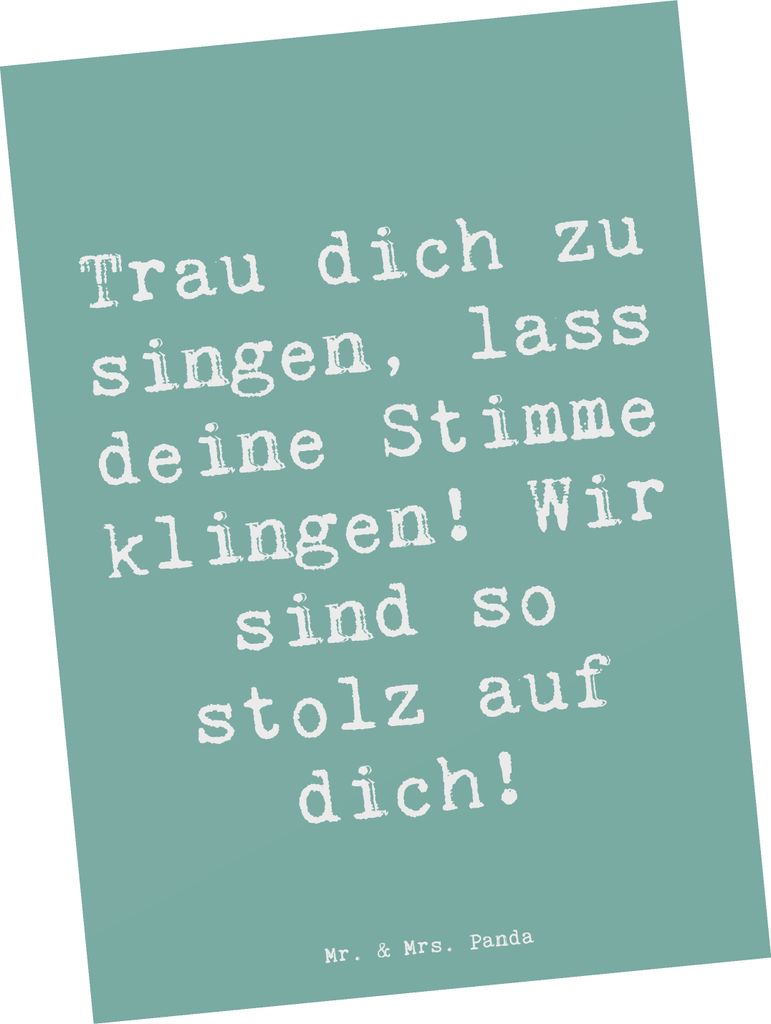 Mr. & Mrs. Panda Postkarte Spruch Vokale und musikalische Auftritte meistern - Meeresbrise - Geschenk, Inspiration, Trost, Ansichtskarten, Zuversic...