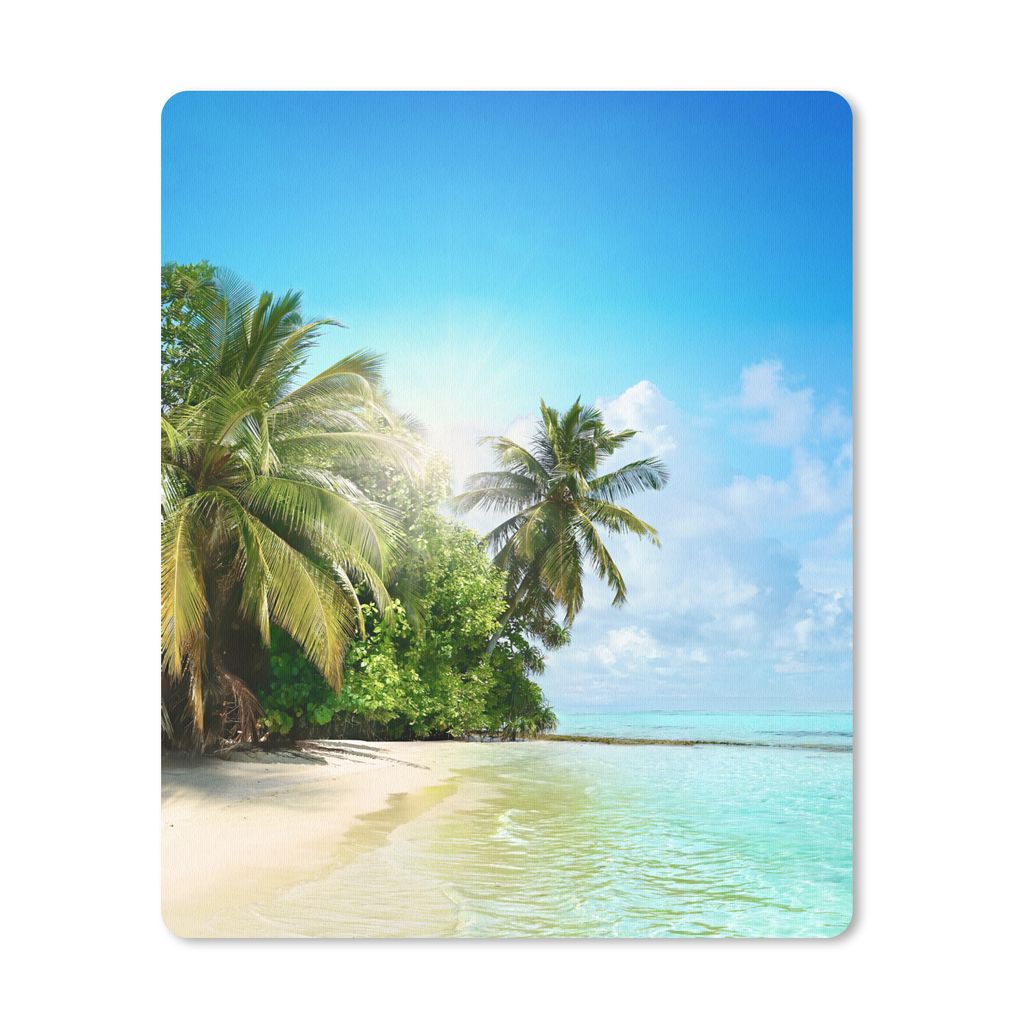 MuchoWow Mauspad Mousepad Meer - Palme - Strand - Tropisch - Blau - Grün 30x40 cm - Mousepads - Maus Mat - Pad - Mausunterlage - Mausmatten