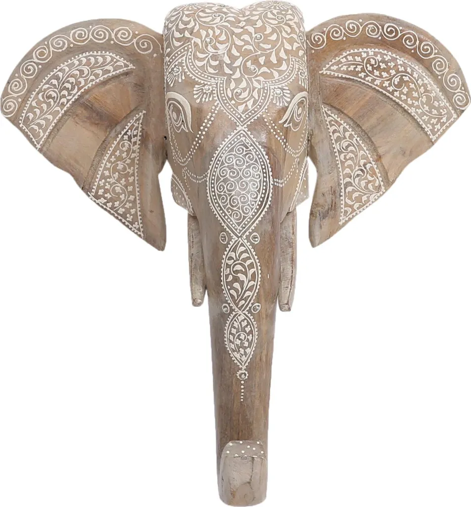 Tableau bois sculpté éléphant Marrakech : décoration murale boho chic