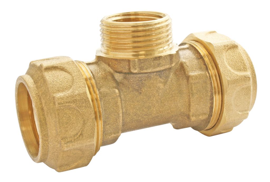 SOMATHERM FOR YOU – Messing-T-Stück mit Außengewinde in der Mitte für PE Ø20 – Außengewinde 15/21 – Außengewinde