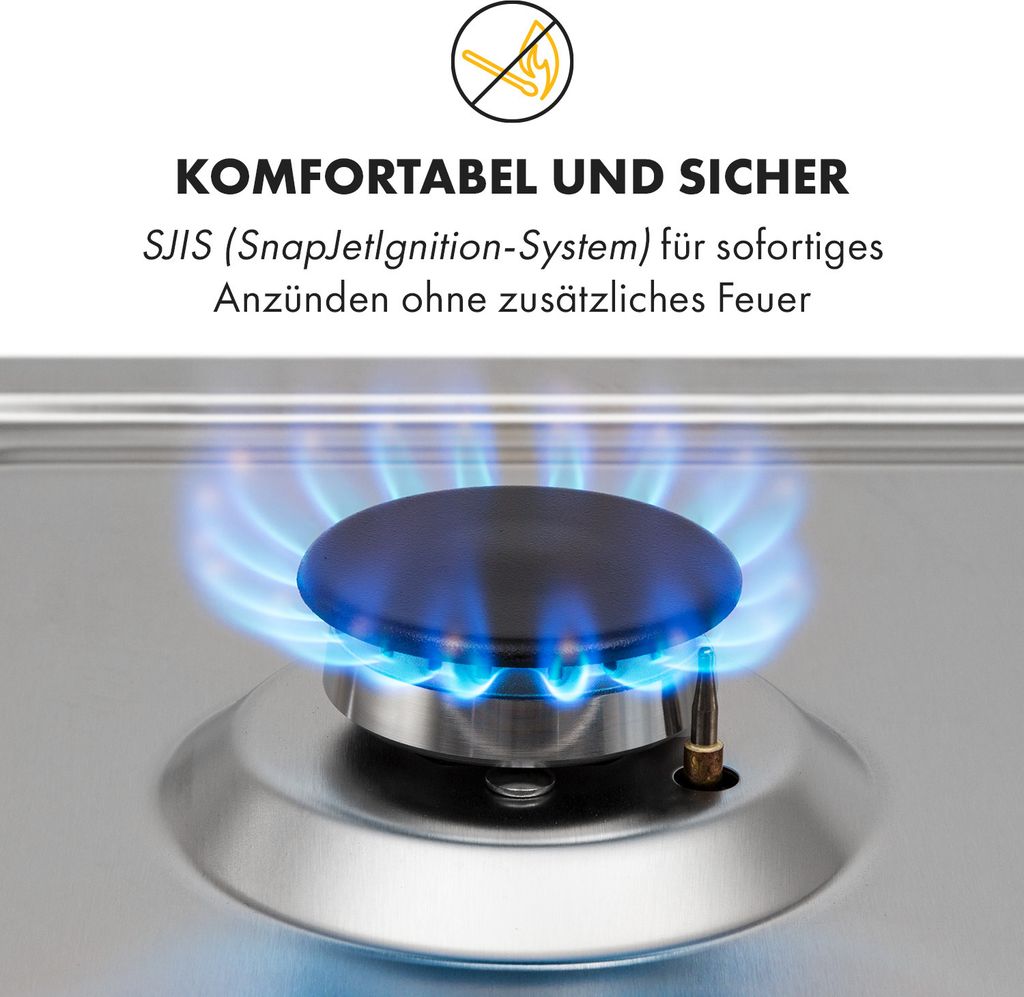 Klarstein Gasherd, Einbau-Gaskochfeld, Sabaf-Brenner, Produktbild 5