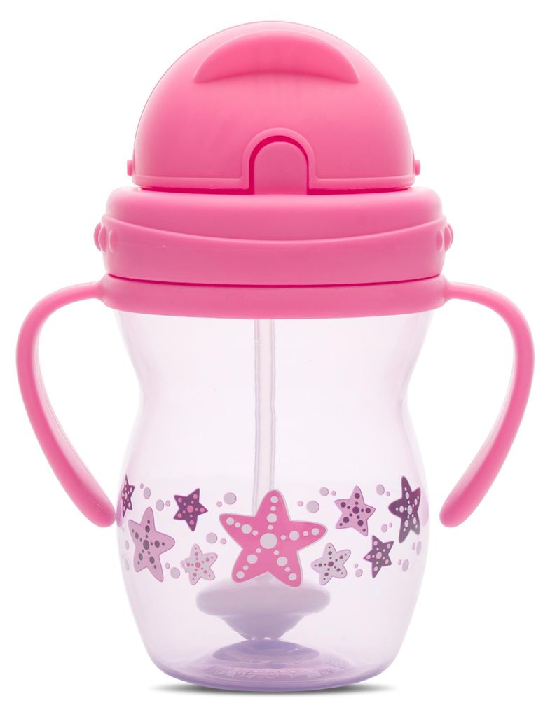 Lorelli Handle Cup With Straw 275 ml Kinder Trinkbecher mit Strohhalm Griffen auslaufsicher BPA frei ab 12+ Monaten Reisebecher