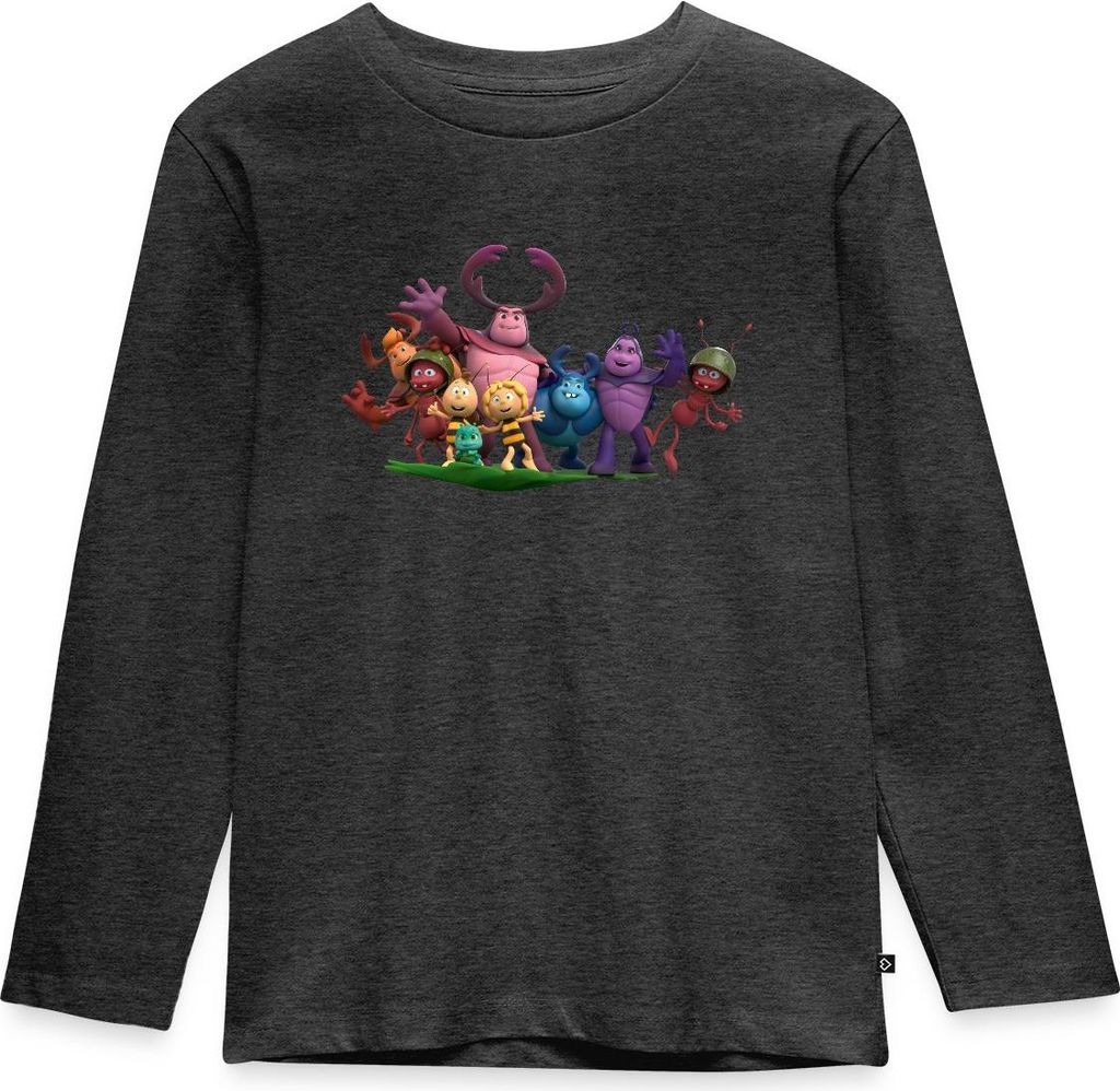 Spreadshirt Die Biene Maja 3 Maja und Freunde Kinder Premium Langarmshirt, 122/128 (6 Jahre), Anthrazit meliert