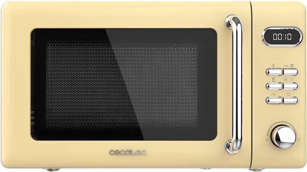 Mikrowelle mit Grill Proclean 5110 Retro Yellow, 700 W, 5 Stufen, Timer bis 60 Minuten, 8 Programme und Auftaumodus, Vintage-Design in Gelb