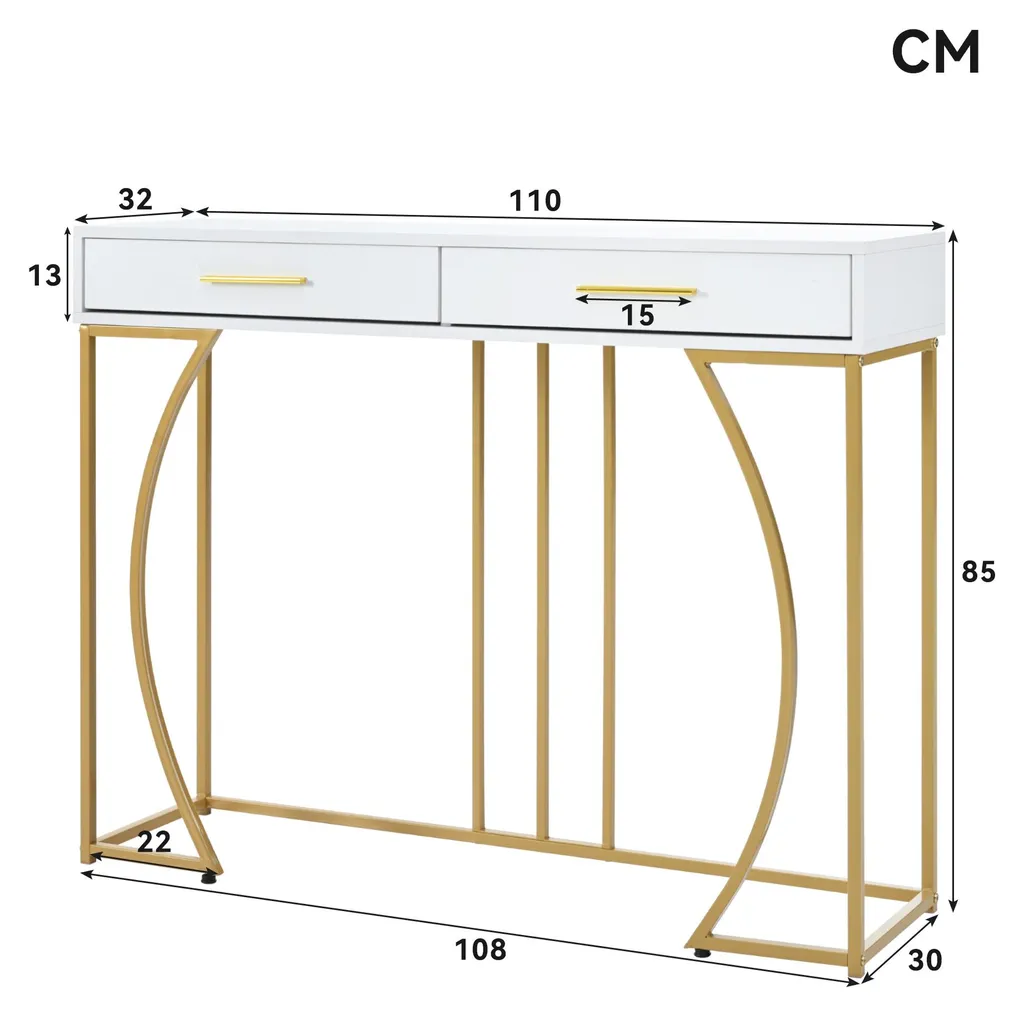 Table d'appoint salon blanche et or - Coiffeuse moderne pour chambre - 8