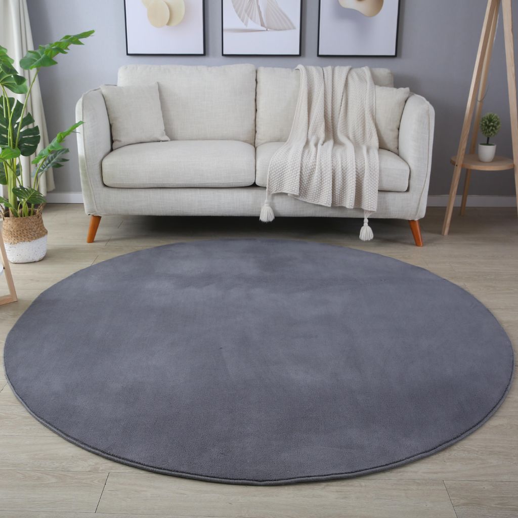 Sky teppich kurzflor rund Ø 160cm grau