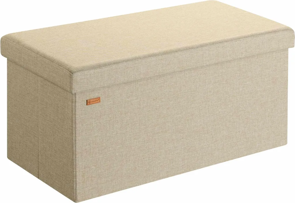 Banc de rangement pour chambre et salon, coffre beige pliant en MDF