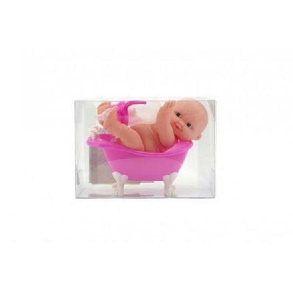 Baby in Wanne aus Gummi/Plastik mit Flasche 10cm