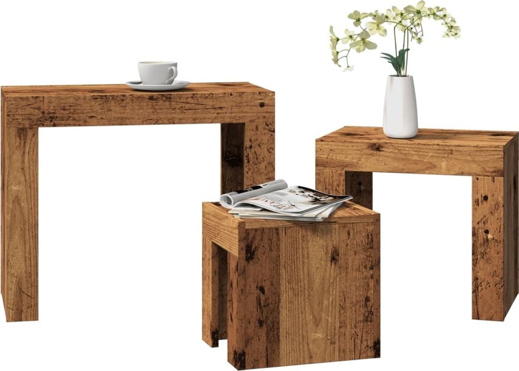 Maison Exclusive - Satztische 3 Stk. Altholz-Optik Holzwerkstoff